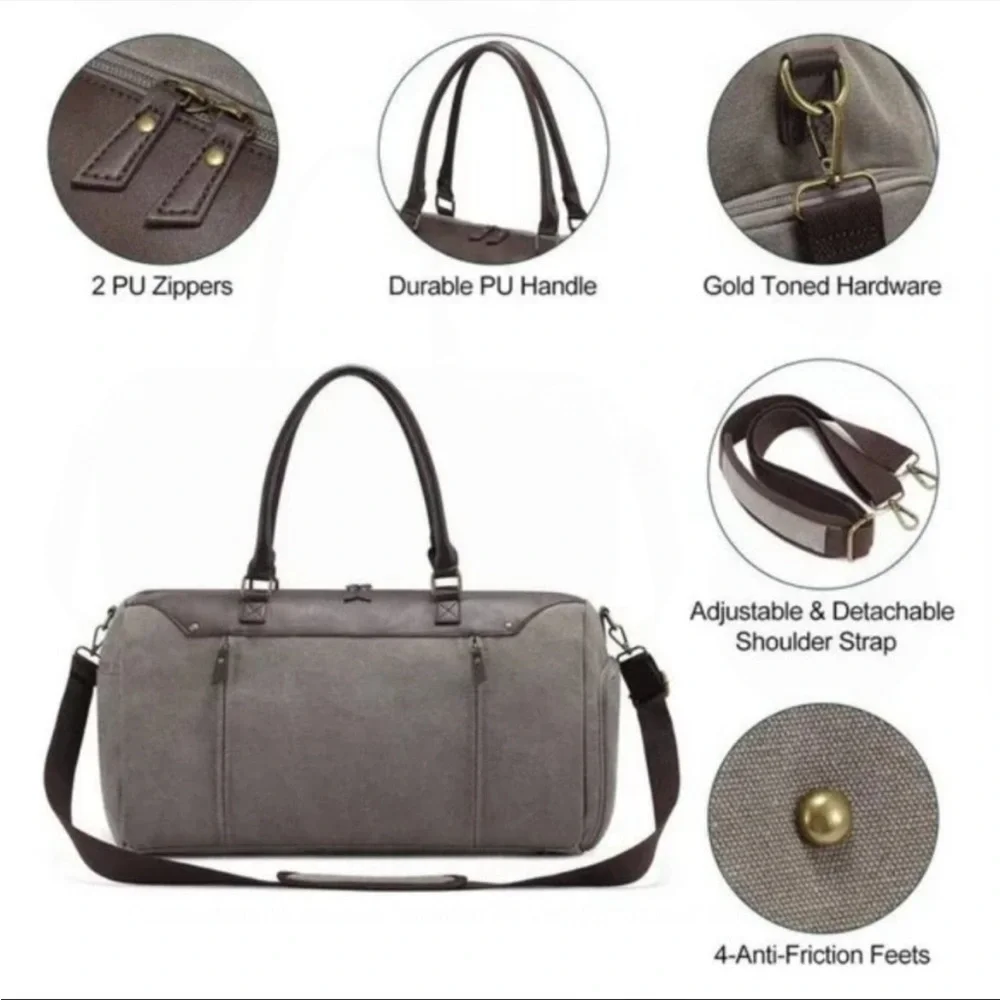 New Duffle Bag with Toiletry Bag Grey